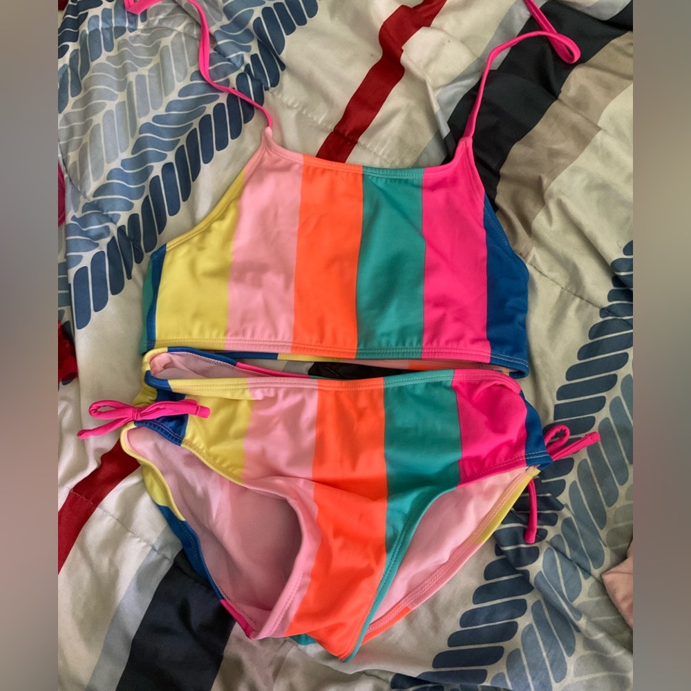 NWOT Cat and Jack girls 2 piece swimsuit L 10/12